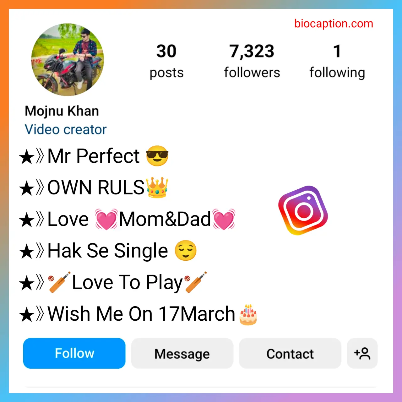 Instagram VIP Bio for Boys