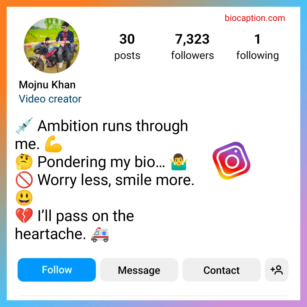 Short bio for Instagram